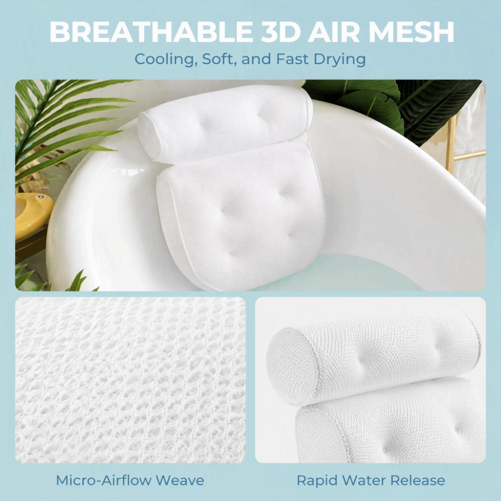 Polyester Fiber Bath Pillow White Bathtub Headrest Practical Bathtub Cushion Back Neck Support