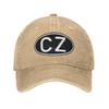 Cappellino da baseball in denim lavato bianco con logo CZ Guns, regolabile, unisex, estivo