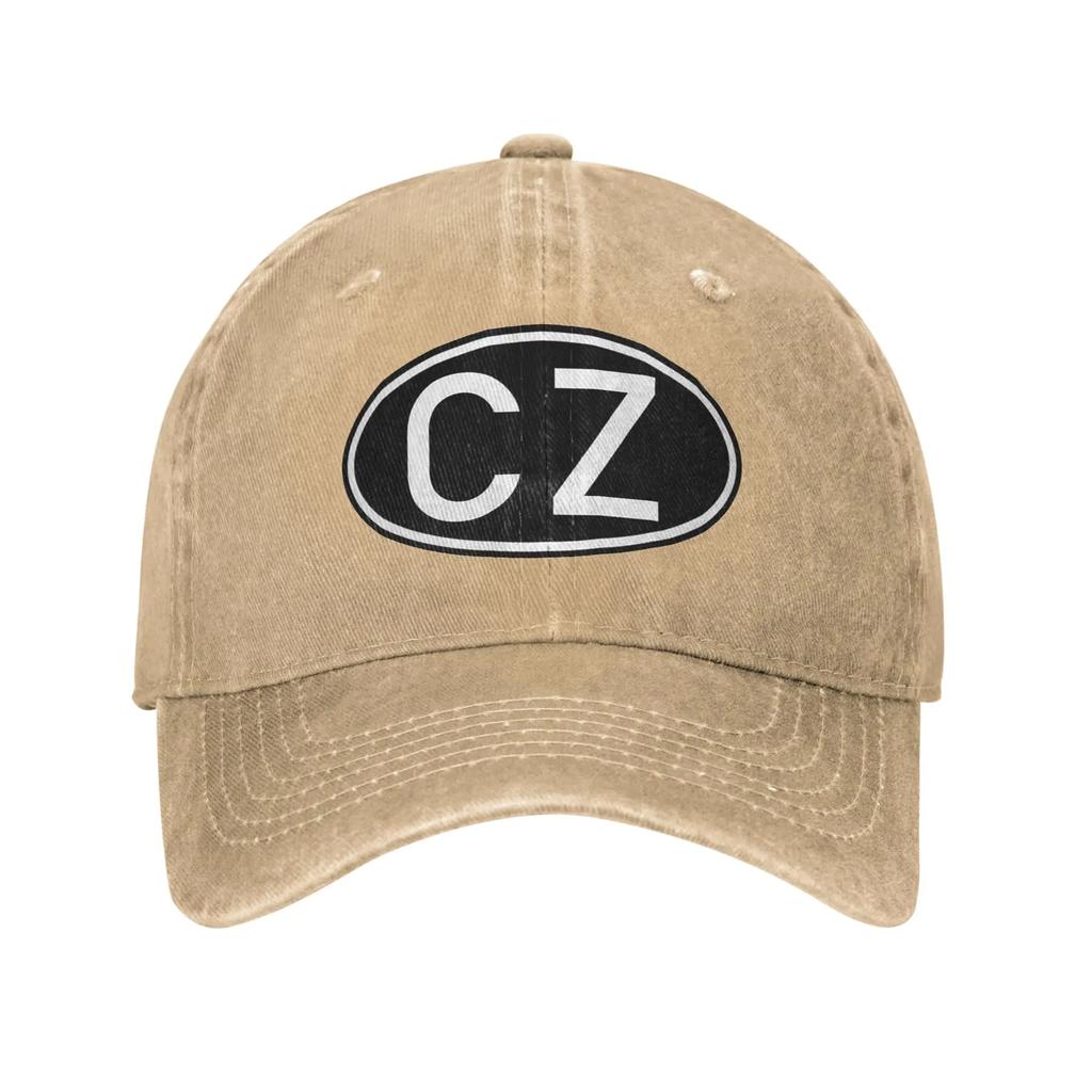 Cappellino da baseball in denim lavato bianco con logo CZ Guns, regolabile, unisex, estivo