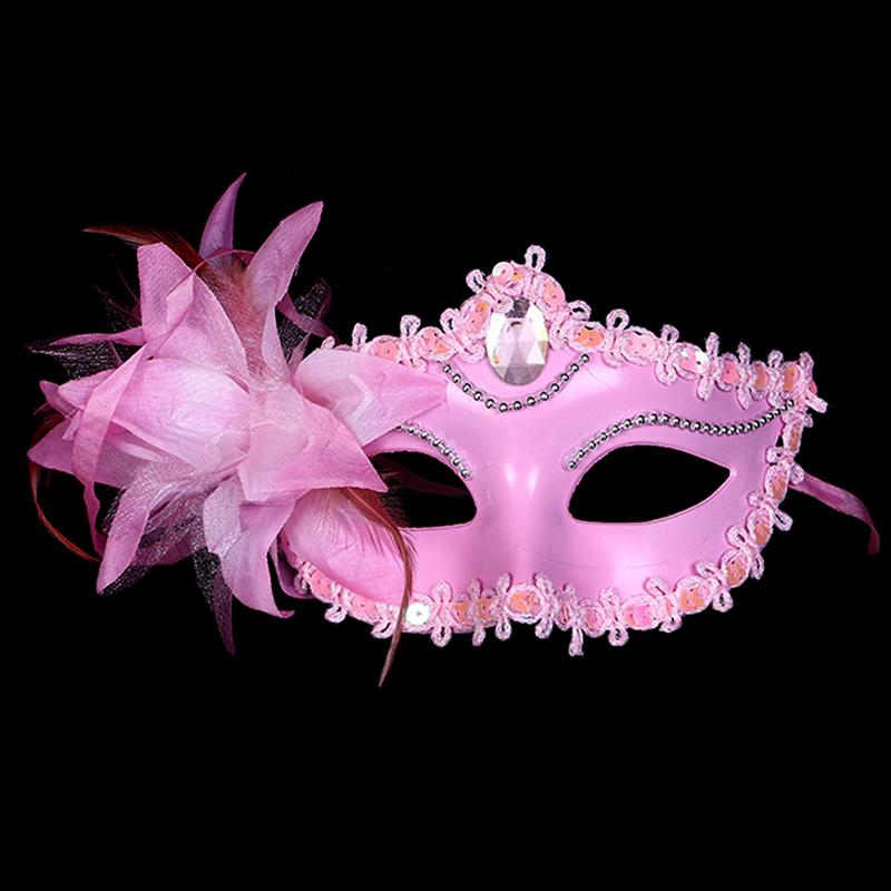 Sexy Diamond Venetian Mask Venice Feather Flower Wedding Carnival Party Performance Purple Costume Sex Lady Mask Masquerade