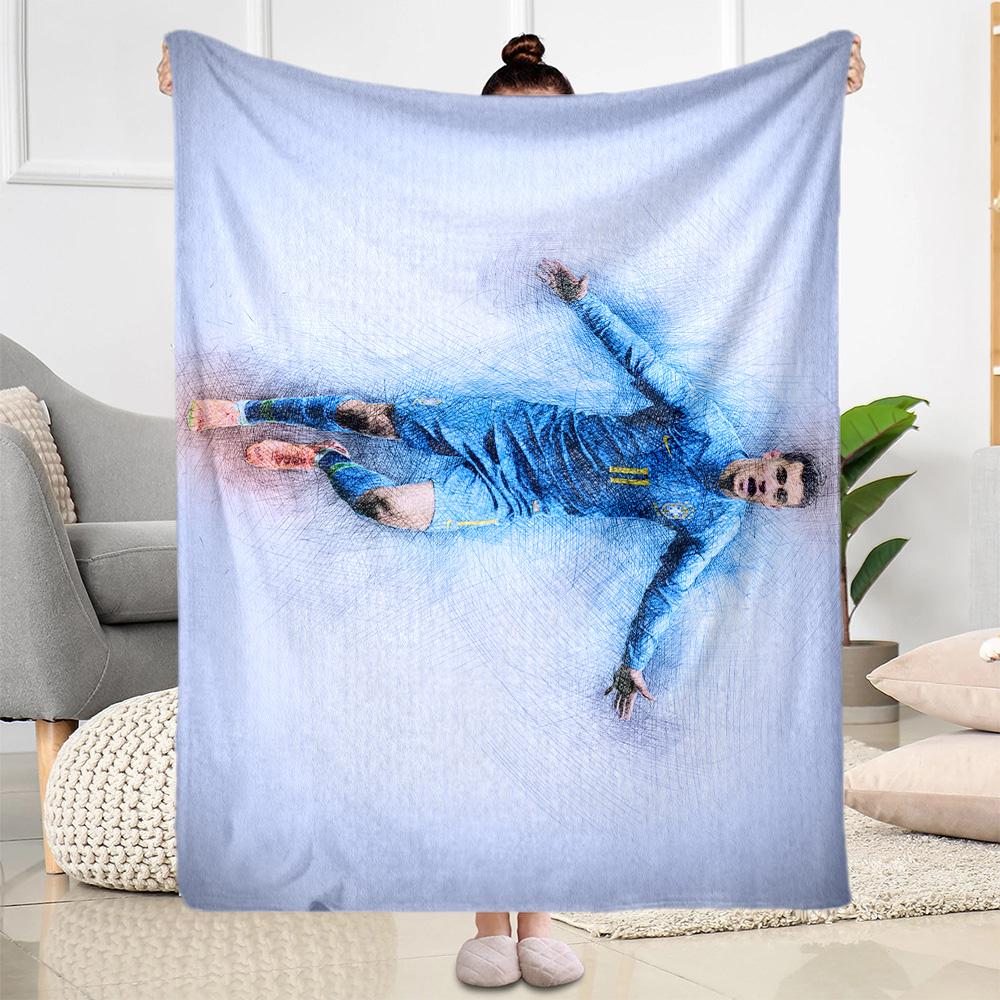 Brazilian Soccer Player Action. Blanket Soft & Cozy Suitable for Couch Seaside Chair All-Season Use Modern Perfect Gift for Relatives and Friends
