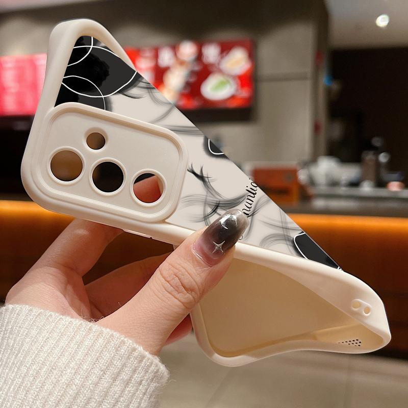 Ударопрочный чехол цвета конфет для Samsung S25 S24 S23 Ultra Plus S22 S21 S20 Fe A55 A54 A53 A35 A34 A25 A15 5g черный цветочный принт силиконовый мягкий чехол