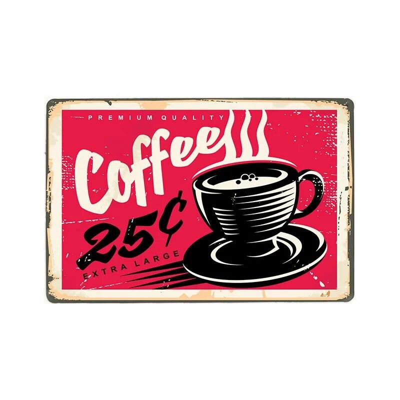Retro Metal Coffee Tin Signs Cafe Shop Plaque Vintage Bar Pub Wall Decorative Poster Home Decor 20x30cm