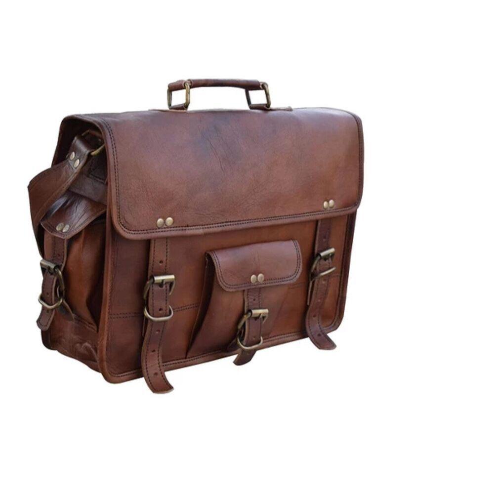 Мужская сумка-мессенджер из натуральной козьей кожи, настоящая сумка для ноутбука, коричневая сумка