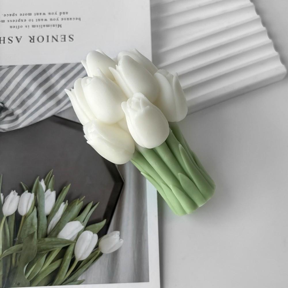 Новые 3D формы для свечей в виде тюльпанов Легко извлекаются Мягкий силикон Форма для изделий из смолы Гибкая гипсовая форма Форма для мыла в виде цветка DIY Украшение для свадьбы