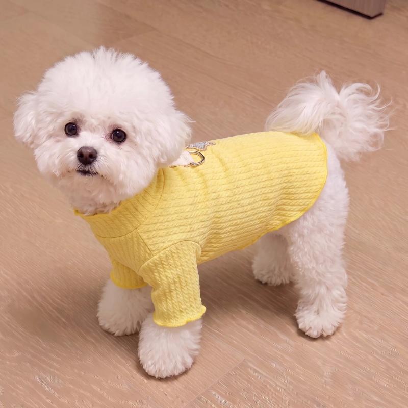 Soft Stretchy Dog Shirt Autumn Dog Clothes Cute Pet Shirt Star Patch Puppy Hoodie Warm Cat Pullovers Knit Pet Top Poodle Outfits