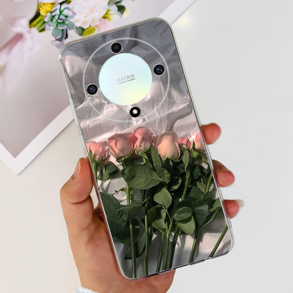 Чехол для Honor X9b 5G ALI-NX1 Популярный Цветок Мягкий Прозрачный Силиконовый TPU Чехол для Honor X9a RMO-NX1 HonorX9 ANY-NX1 Ударопрочный Funda