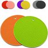 Heat-Resistant Silicone Non-Slip Pot Holders for Frying Pans, Simple and Washable, Set of 2 Colors (Orange & Green)