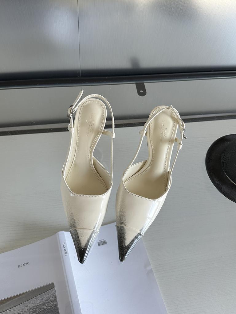 Модные женские босоножки с острым носком летние туфли на тонком высоком каблуке с ремешком сзади черные розовые белые коричневые лакированные кожаные сексуальные туфли 35-39