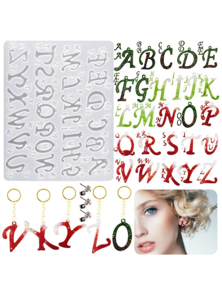 Форма для брелока с буквами, ожерелья, кулона, силиконовая форма с отверстием для декора, багажа, кристаллов, букв, шармов