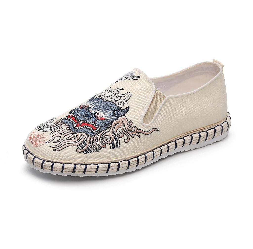 Мужские вышитые туфли из пекинской ткани: Мягкая подошва, дышащая, ручная работа