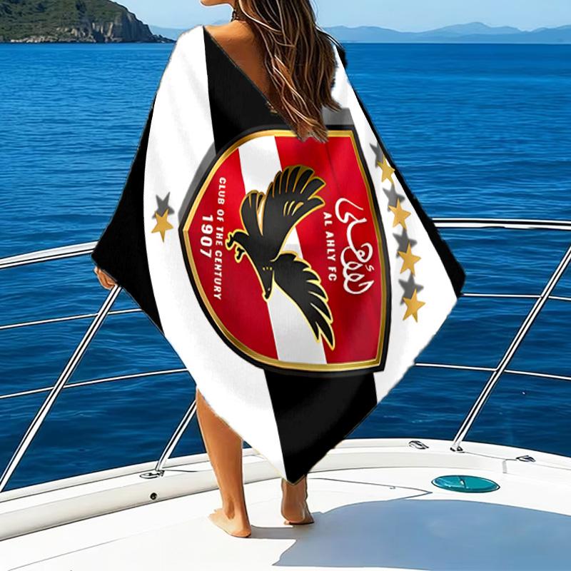 1pc Al Ahly FC Beach Towel, Beach and Seaside Swimming Pool Equipment, Fashion Pattern, Rectangular, Travel Essentials