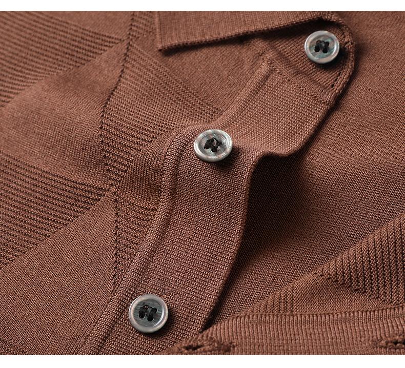 [Containing Mulberry Silk] [Artistic Jacquard] Jovo Summer Breathable Men's Fashion Short Sleeve Polo Shirt