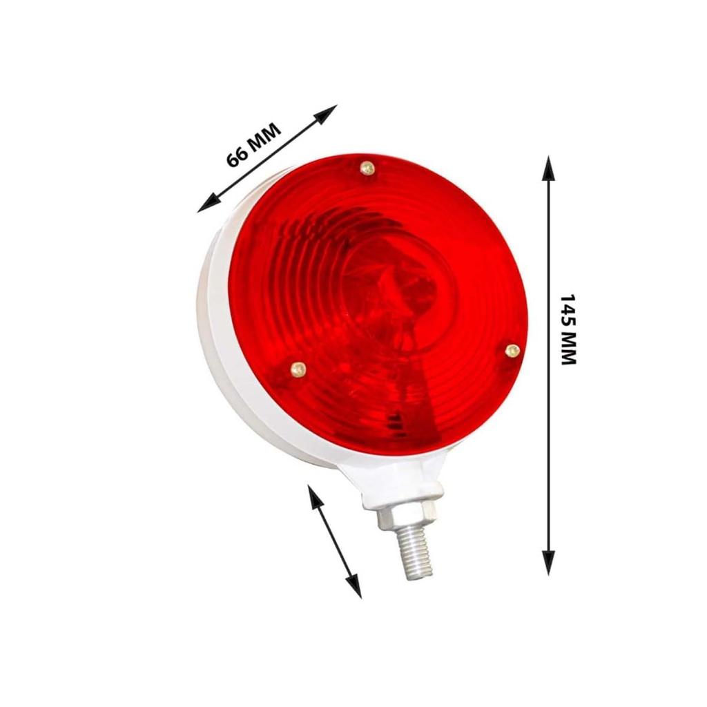 2Pcs 24V Bulbs 4" Round Double Face Turn Signal Lights White Red Pedestal Lights, Truck Trailer Lights RV Fender Stop Turn Light