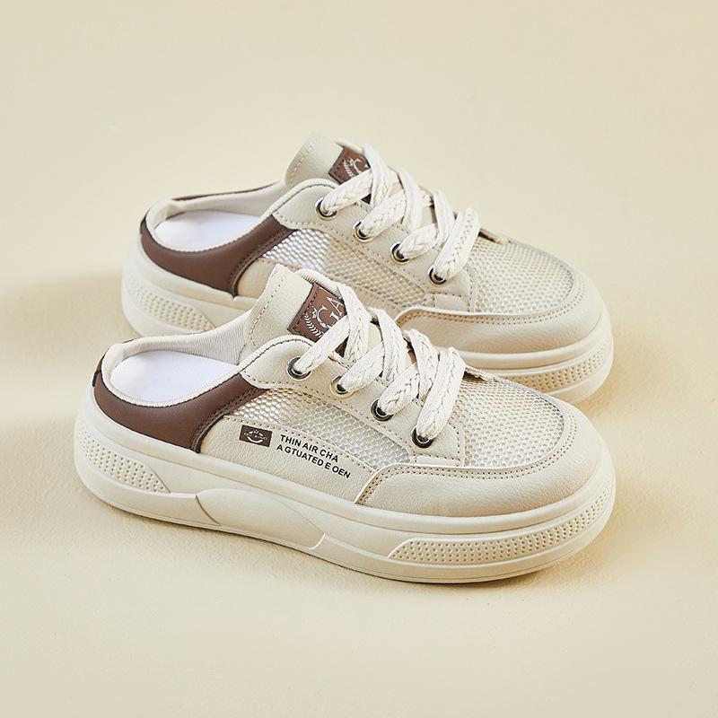 New Summer White Shoes for Female Students' Thick Sole Heightened Mesh Breathable Casual Shoes