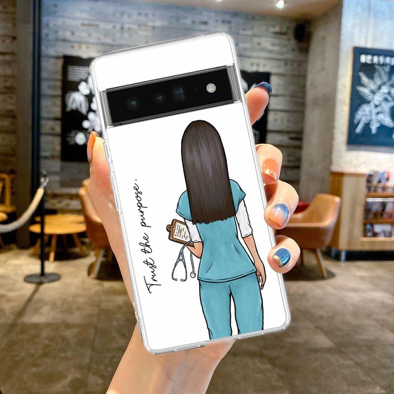 Чехол для телефона Доктор Медсестра Медицинский Лекарство Для Google Pixel 9 8 7 6 Pro XL 8A 7A 6A 5 4 5A 4A 3A XL 5G Мягкий Силиконовый Прозрачный Чехол