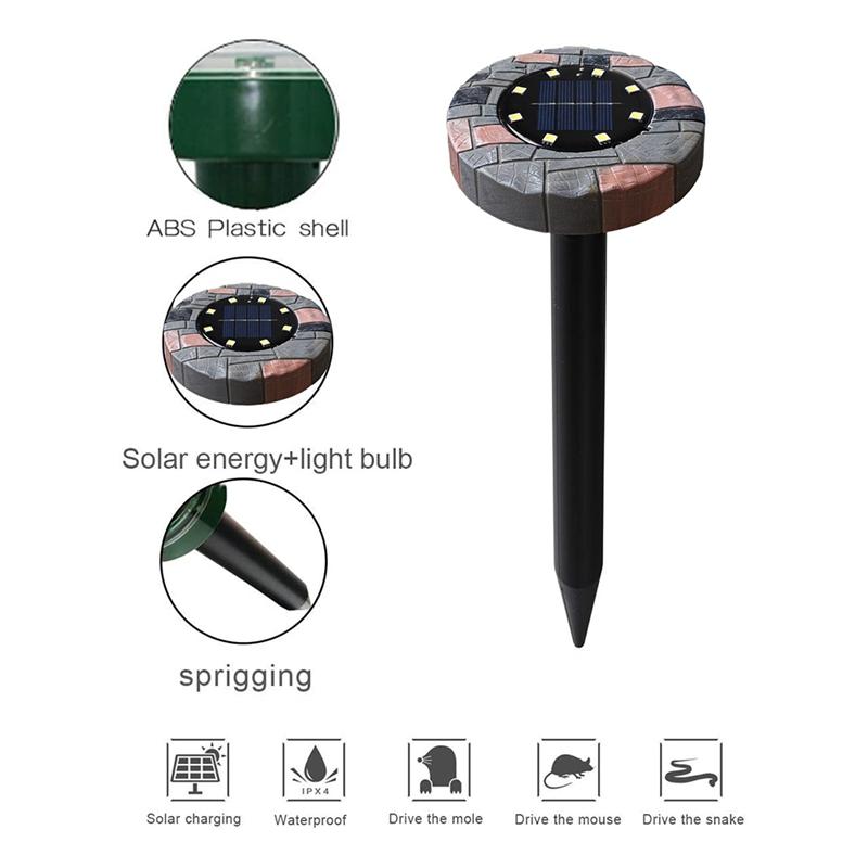 4PCS Imitation Stone Lamp Solar Mouse Repeller Lawn Lamp Get Rid Of Snake Mole Gophers For Outdoor Garden Yard
