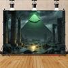 2D plane magical ancient temple and mysterious pyramid suitable for parties room decoration polyester fiber
