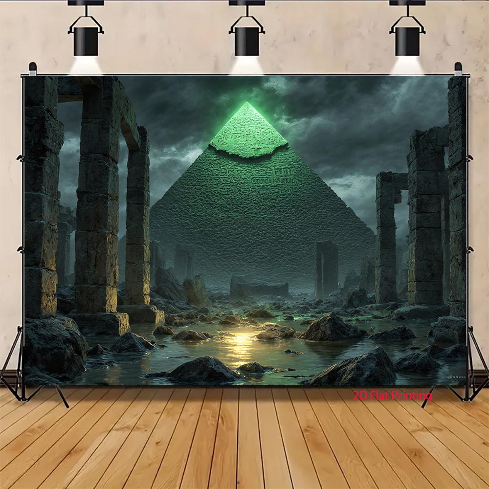 2D plane magical ancient temple and mysterious pyramid suitable for parties room decoration polyester fiber