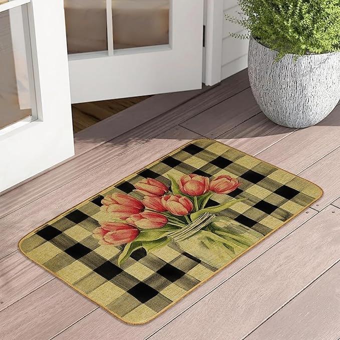 Retro Butterfly Floor Mat Bathroom Door Mat Dirt Resistant and Easy To Maintain Foot Mat