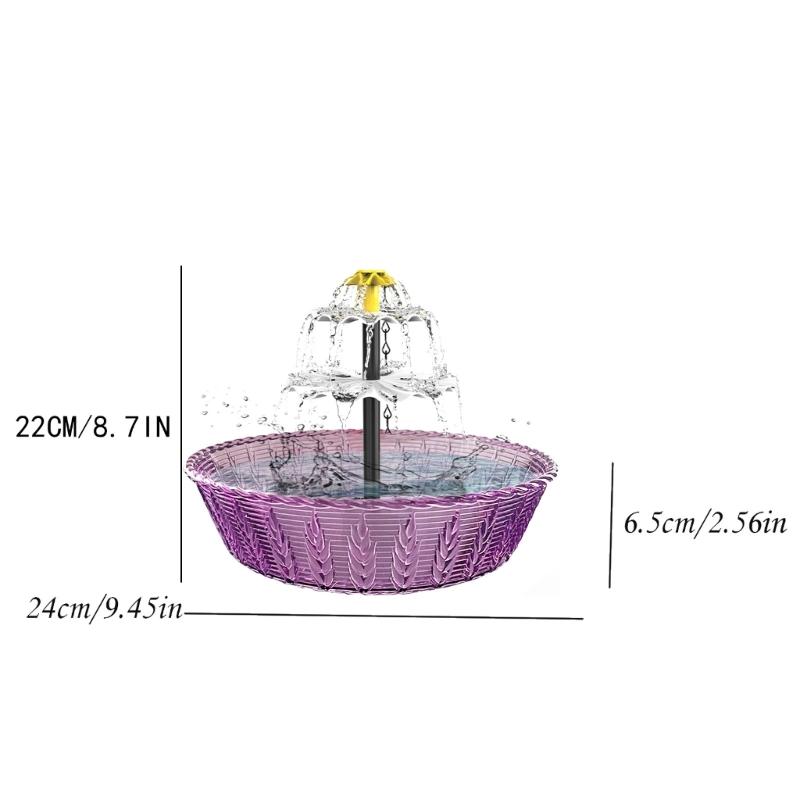 Пластиковый уличный фонтан-поилка для птиц на солнечных батареях с динамическим водным шоу, создающим завораживающие струи для сада