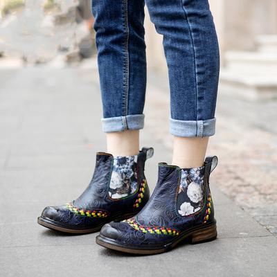 Женская повседневная обувь смешанного цвета в этническом стиле в стиле ретро, ​​мягкая женская лоскутная обувь