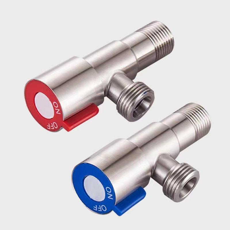Трехходовой кран Туалетный запорный кран для воды Кран для водонагревателя 201 Нержавеющая сталь Кран для горячей и холодной воды для ванных комнат, кухонь, туалета
