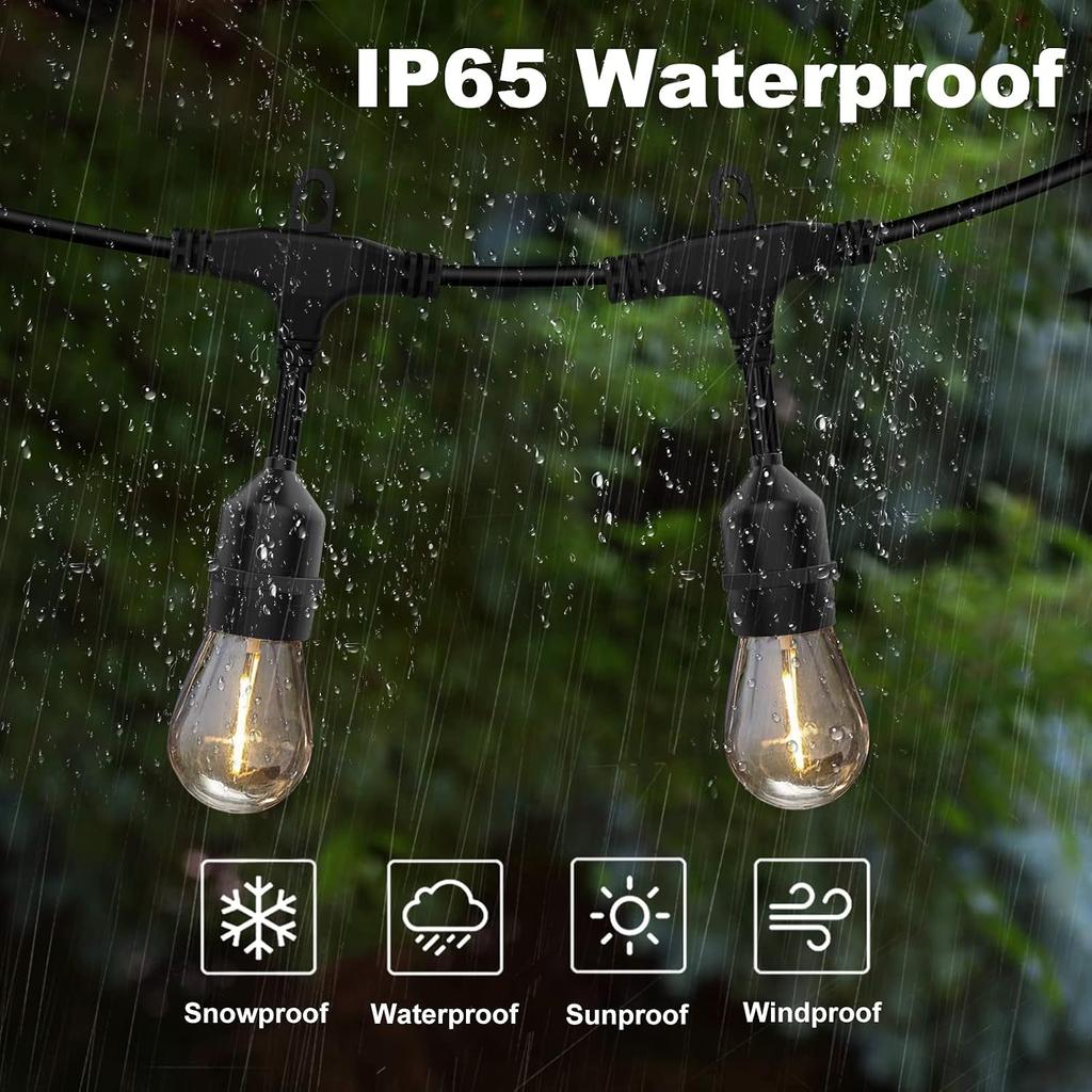 Achin Outdoor String Lights 150 Feet LED Waterproof Patio Lights with 50 Shatterproof Dimmable Warm Edison Bulbs String Lights for Outdoor Gazebo