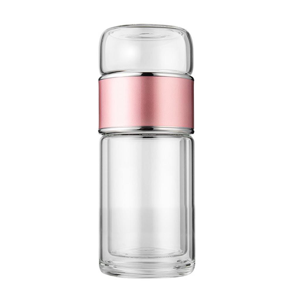 1 PC Glass Cup Red/Silver Double-layer Large-capacity Tea-separating Glass Cup 360ml, 420ml, 450ml Drinkware Water Bottles
