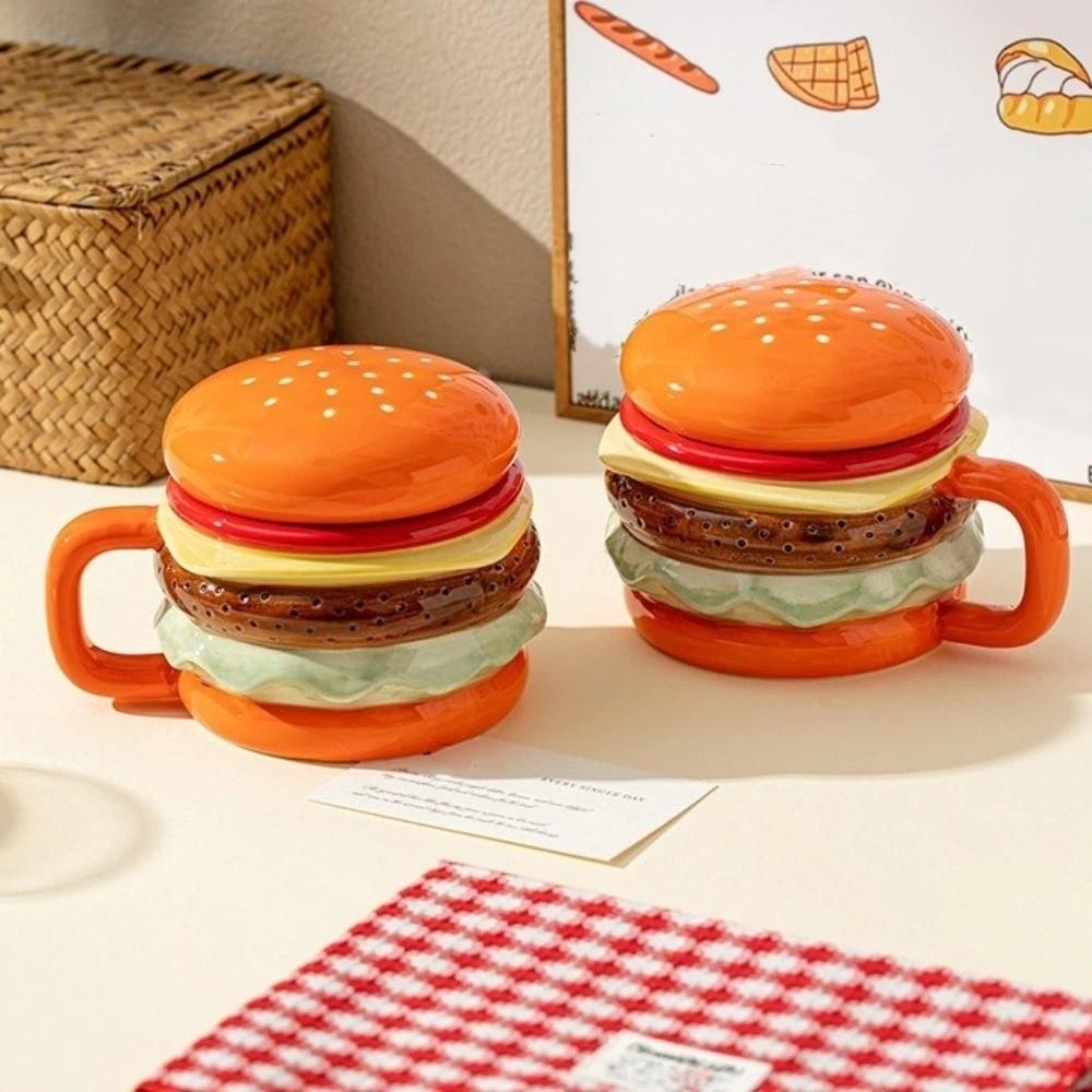 Cartoon Hamburger Mug Bright Fun Colors Coffee Cup Novelty Milk Mug Party