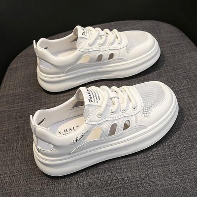 Закрытый носок спортивные сандалии женские ажурные дышащие туфли Coros летние новые толстые подошвы кожа сетка легкая обувь Borad