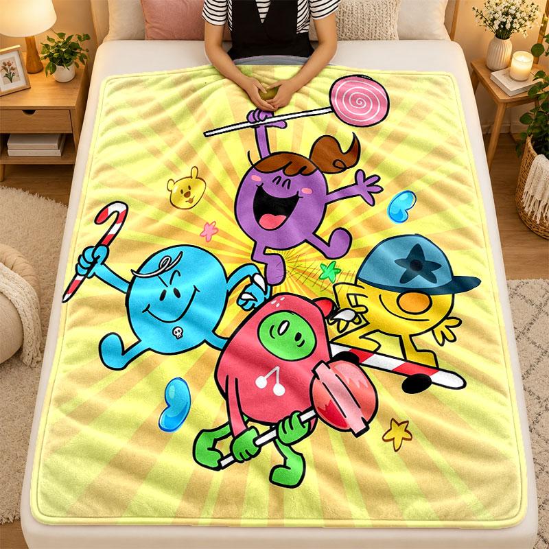 Flannel BlanketMr. Men & Little Miss Warm Soft Throw Blanket for Indoor Sofa Bed Living Room Use