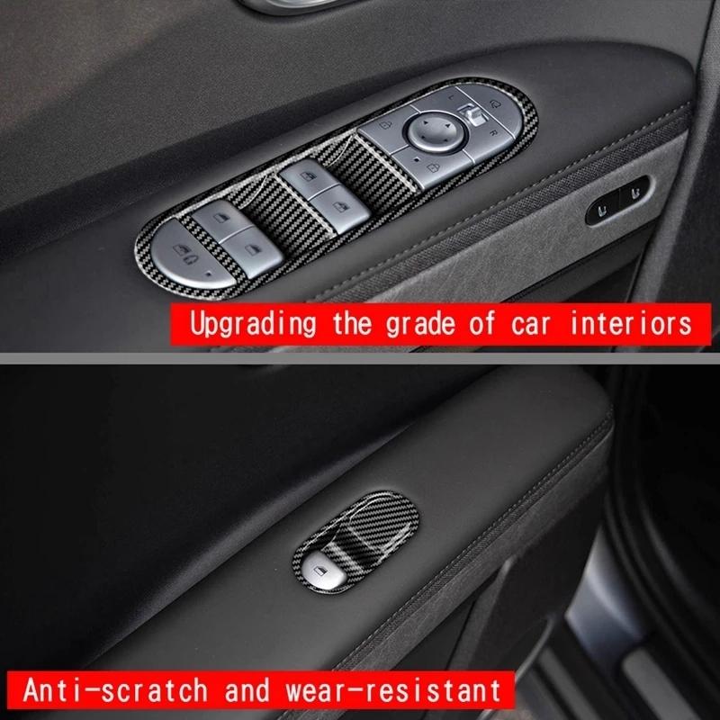 Для Hyundai Aini Krypton IONIQ5 IONIQ 5 2022 + автомобильное углеродное волокно, оконное стекло, кнопка подъема, крышка переключателя, дверной подлокотник, панель