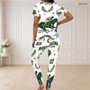 Women Plus Size V Neck Short Sleeve Alpine Mountain Print White Pajama Set
