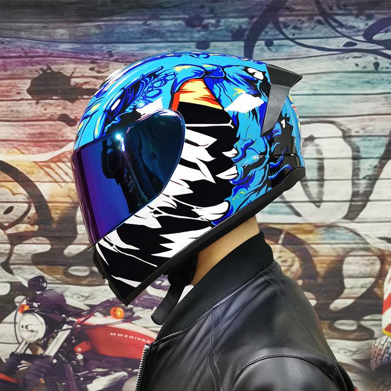 Шлем для электромобиля LVS, всесезонный универсальный для мужчин и женщин, мотоциклетный противотуманный полный шлем, серый гоночный индивидуальность, крутые и электромобили