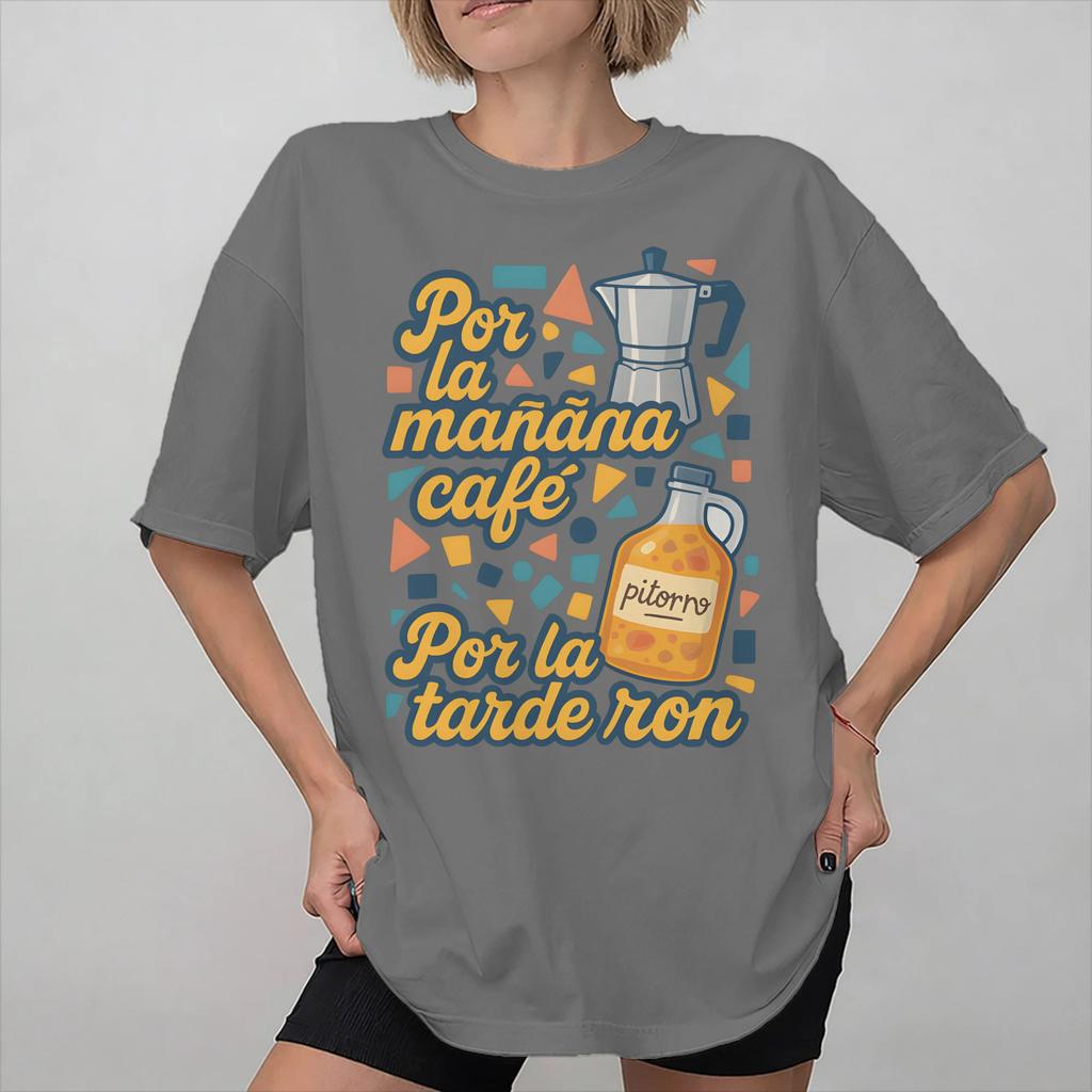 Por la Unisexana cafe por la tarde ron Tee Shirt for Unisex Women Graphic Print T Shirts Cotton Clothes