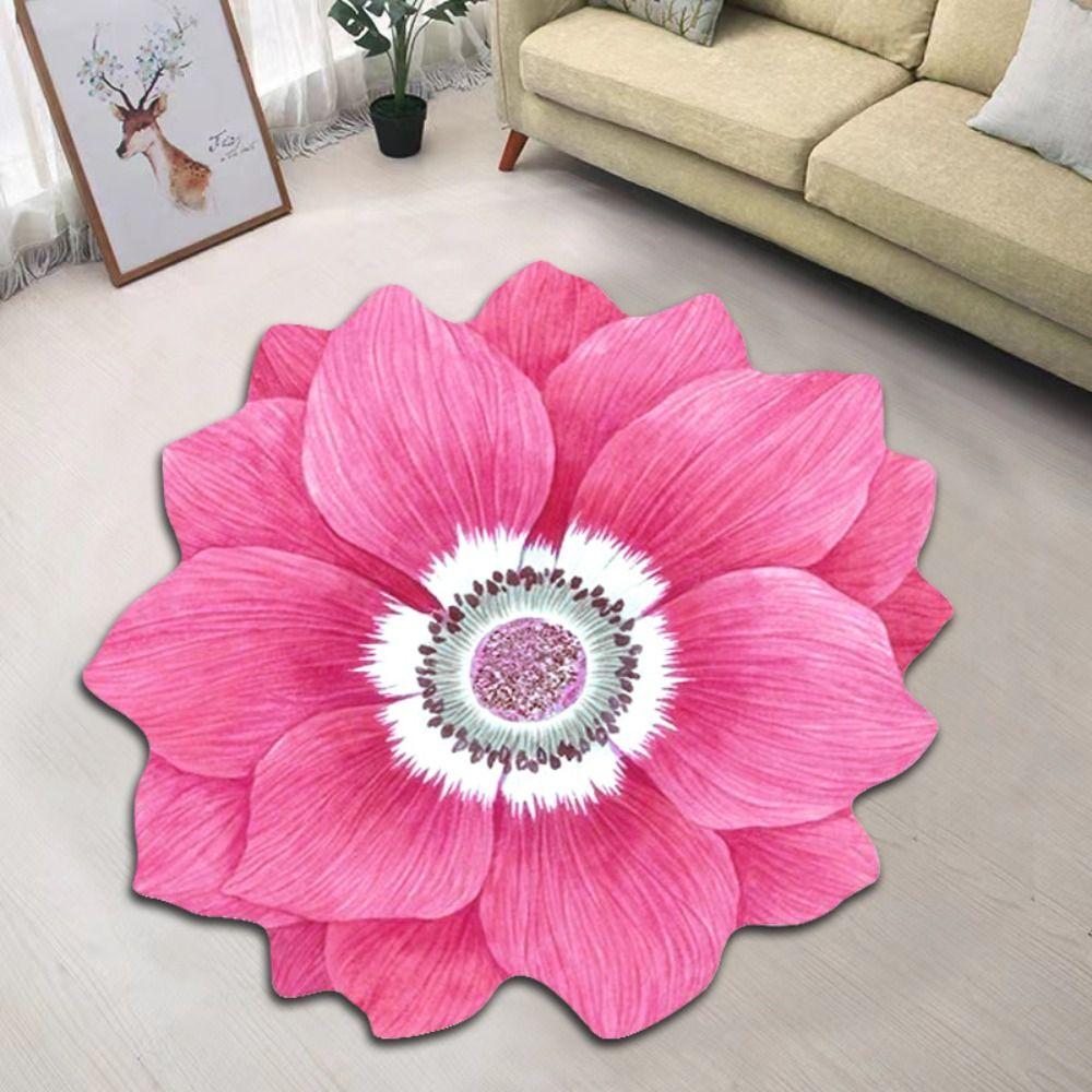 Baby Crawl Special-shaped Flower Carpet Peony Pastoral Blanket 60x60cm Magnolia Door Gasket Living Room Tea Table Bedside