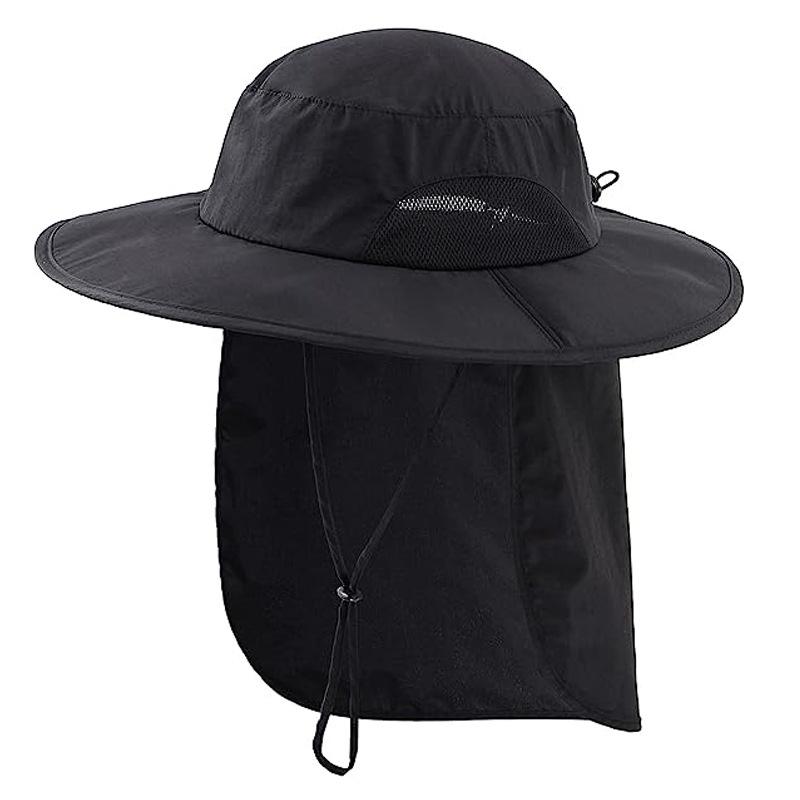 Outdoor sun hat Children's quick-drying breathable eaves sun protection bucket hat can store neck protection shawl hat