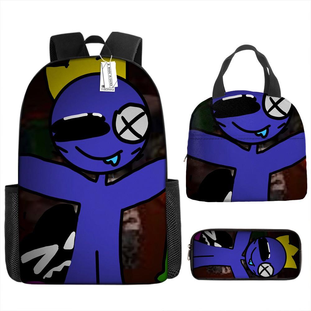 Школьный рюкзак Rainbow Friends Рюкзак Rainbow Friends Набор из трех предметов для учеников начальной школы Большая вместимость Мультяшная сумка для компьютера