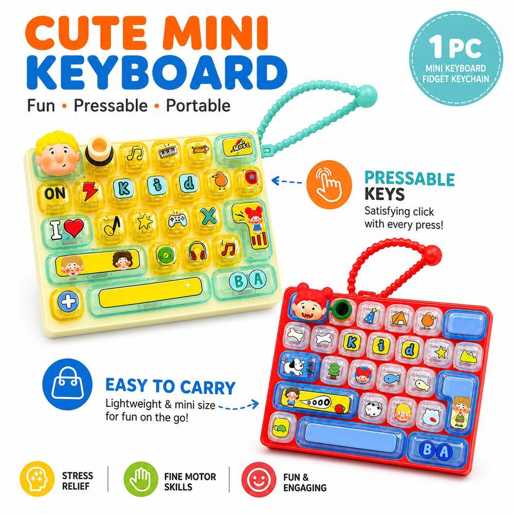 Pressable Keys Stress Relief Decompression Toy 26-key Keyboard Toy Keyboard Keychain Bag Ornament