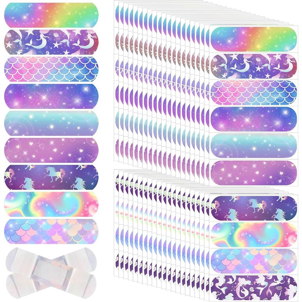 Starry Night Sky Mermaid Horse Band Aid Cartoon Wound Plasters for Kids Children Girls Dressing Patch Adhesive Bandages