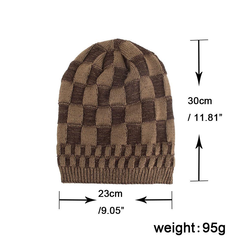 Autumn and Winter New Velvet Two-color Checkered Pullover Hat Knitted Wool Hat