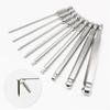 9Pcs S2 Steel Belt Magnetic Electroplating Rust-Proof Ball Head Hexagon Screwdrivers Blades Set Ball Head Hexagon Screwdriver