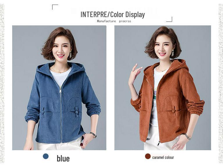 Женская вельветовая куртка - Корейский стиль, Свободный крой, Осень/Зима 2023, Большой размер, Приталенная, Повседневный свитер.