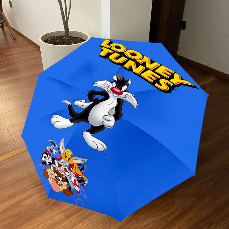 1pc Looney Tunes Automatic Open/Close Umbrella Compact Folding Umbrella with 8-Rib Shaft lightweight esign, for Women/Men1216A