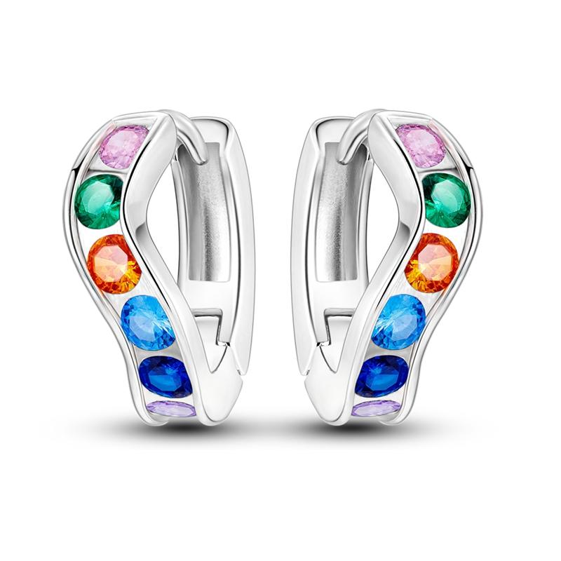 New 925 Sterling Silver Earrings Crystal Me Pave Circular U-shape Stars Hoop Earring for Women Making Jewelry Gift Dropshipping