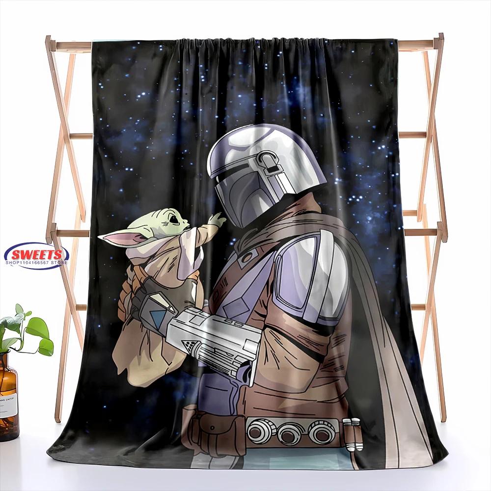 Warm and Cozy Flannel Blanket, Star Wars Grogu Din Djarin Blanket, Sofa Bedroom Office Leisure Nap Cover Blanket,Kid's Nice Gift