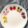 Милые серьги-гвоздики с фруктами, клубникой, для женщин, сладкие летние корейские украшения для ушей с бананом, персиком, виноградом, ананасом, смолой, подарки на вечеринку