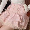 Japanese Kawaii Lolita Mini Skirt Women Lace Casual Elegant Sweet Female Skirt High Waist Bandage Korean Skirt