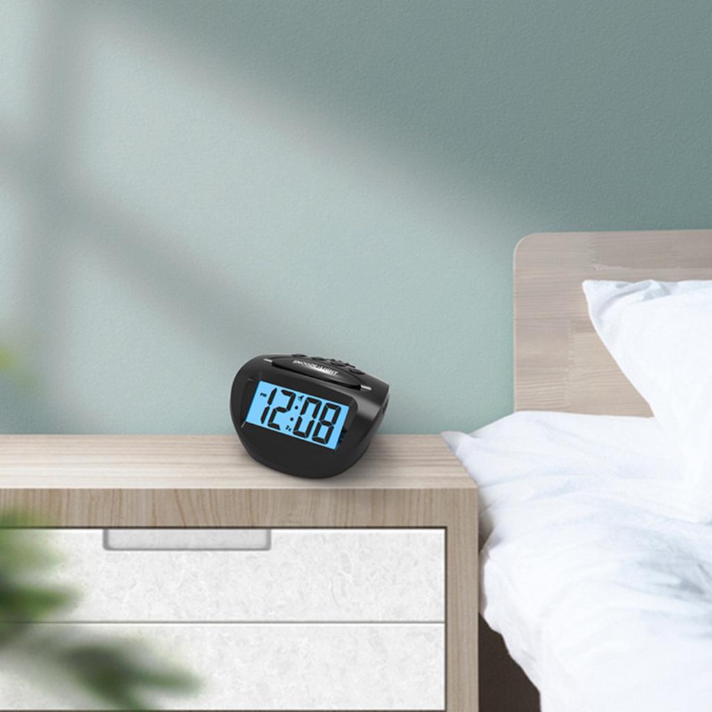 Small Digital Alarm Clock For Children,Blue Backlight, Scending Alarm Volume, Basic Clock, LCD Digits Readout, Snooze, Battery Powered